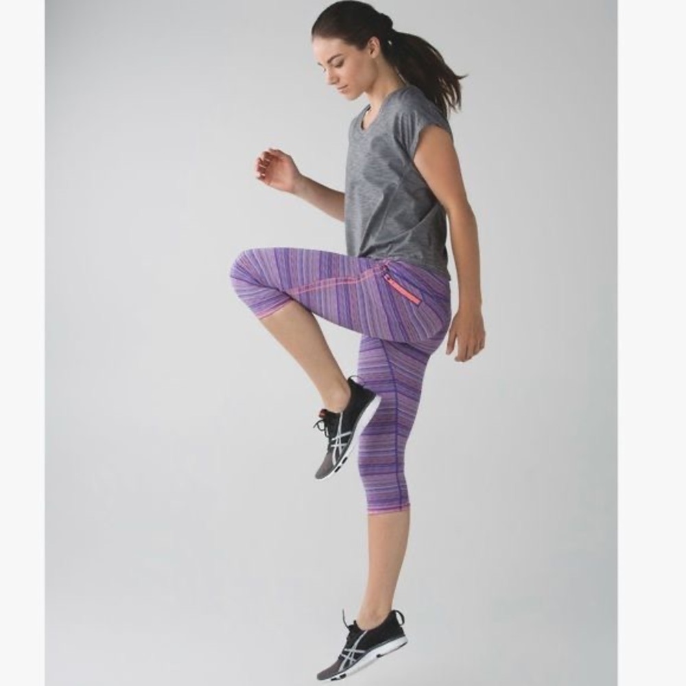 lululemon athletica Purple Striped Cropped Leggings